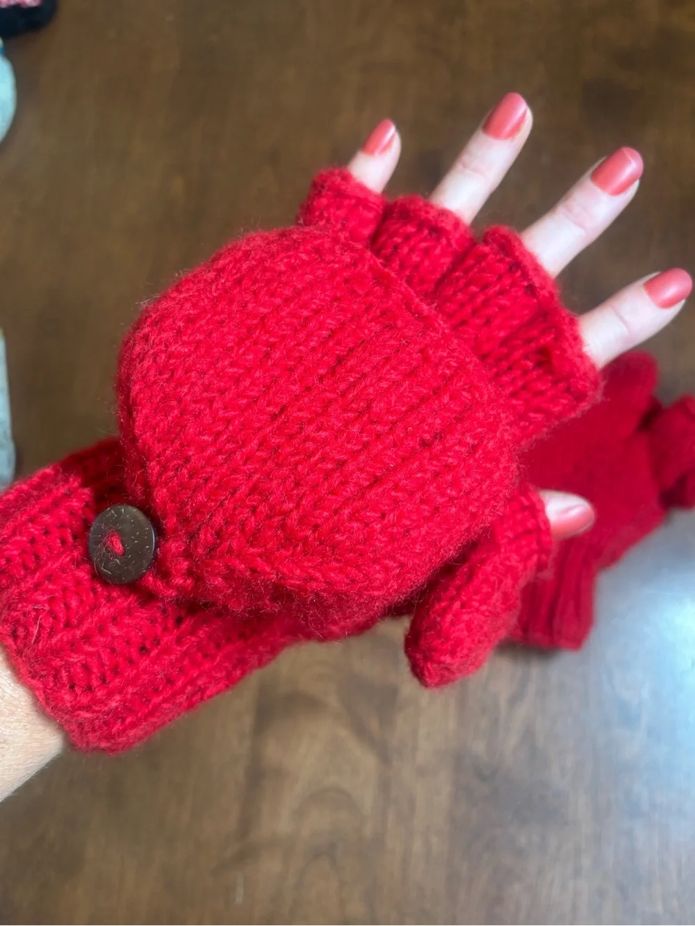 Handmade in Nepal Convertible Fingerless Mittens with Button Closure